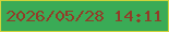 文字の大きさ：5、枠の色：d0d43b、背景の色：3aab56、文字の色：923c28 無料ブログパーツのブログ時計