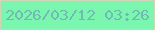 文字の大きさ：5、枠の色：d0d5b6、背景の色：7bf6af、文字の色：71b9b4 無料ブログパーツのブログ時計