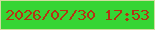 文字の大きさ：1、枠の色：d0dea0、背景の色：36d534、文字の色：b63213 無料ブログパーツのブログ時計