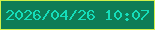 文字の大きさ：2、枠の色：d0f04a、背景の色：0e7c56、文字の色：15ddba 無料ブログパーツのブログ時計