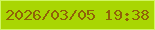 文字の大きさ：4、枠の色：d0f563、背景の色：a9d602、文字の色：906208 無料ブログパーツのブログ時計