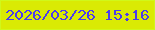 文字の大きさ：3、枠の色：d0f71b、背景の色：daea04、文字の色：4c3ced 無料ブログパーツのブログ時計