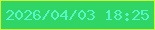 文字の大きさ：5、枠の色：d0f831、背景の色：2fd665、文字の色：55f7c9 無料ブログパーツのブログ時計