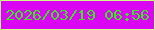文字の大きさ：1、枠の色：d0fa85、背景の色：da06f3、文字の色：38e71d 無料ブログパーツのブログ時計