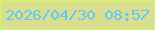 文字の大きさ：3、枠の色：d0fb52、背景の色：d9de91、文字の色：60c9f1 無料ブログパーツのブログ時計