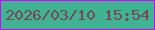 文字の大きさ：1、枠の色：d102fe、背景の色：3fb492、文字の色：7d4357 無料ブログパーツのブログ時計
