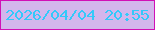 文字の大きさ：2、枠の色：d110b6、背景の色：d3b6ec、文字の色：34c9fa 無料ブログパーツのブログ時計