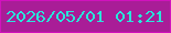 文字の大きさ：1、枠の色：d112bd、背景の色：a91d97、文字の色：29e6da 無料ブログパーツのブログ時計