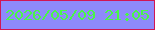 文字の大きさ：5、枠の色：d11654、背景の色：8e8afb、文字の色：49f648 無料ブログパーツのブログ時計