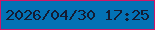 文字の大きさ：5、枠の色：d11666、背景の色：0372b5、文字の色：141c32 無料ブログパーツのブログ時計