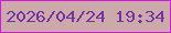 文字の大きさ：4、枠の色：d117e2、背景の色：ccaaa9、文字の色：7631a7 無料ブログパーツのブログ時計