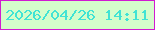 文字の大きさ：1、枠の色：d11bd1、背景の色：d4fdcb、文字の色：41e3d4 無料ブログパーツのブログ時計