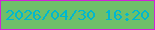 文字の大きさ：2、枠の色：d123d6、背景の色：6fbf6a、文字の色：00b8cf 無料ブログパーツのブログ時計