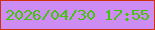 文字の大きさ：2、枠の色：d1300d、背景の色：cc8cf1、文字の色：42c408 無料ブログパーツのブログ時計