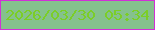 文字の大きさ：3、枠の色：d130d6、背景の色：85c18d、文字の色：7bce27 無料ブログパーツのブログ時計