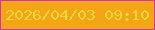 文字の大きさ：4、枠の色：d134af、背景の色：f3a615、文字の色：efd63b 無料ブログパーツのブログ時計