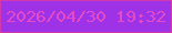 文字の大きさ：4、枠の色：d139ad、背景の色：9e32e7、文字の色：e449c7 無料ブログパーツのブログ時計