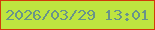 文字の大きさ：4、枠の色：d13b0a、背景の色：bee540、文字の色：699489 無料ブログパーツのブログ時計