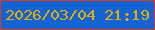 文字の大きさ：4、枠の色：d1401f、背景の色：1463d4、文字の色：e3ad06 無料ブログパーツのブログ時計