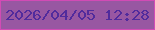 文字の大きさ：1、枠の色：d14bb5、背景の色：9857a2、文字の色：512b9c 無料ブログパーツのブログ時計