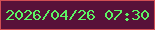 文字の大きさ：3、枠の色：d14e53、背景の色：581139、文字の色：5cf564 無料ブログパーツのブログ時計