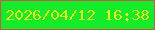 文字の大きさ：4、枠の色：d15446、背景の色：12ed29、文字の色：e6f320 無料ブログパーツのブログ時計