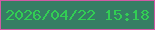 文字の大きさ：5、枠の色：d15aa5、背景の色：367e64、文字の色：32ce54 無料ブログパーツのブログ時計