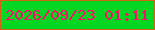 文字の大きさ：4、枠の色：d16413、背景の色：03d523、文字の色：f91265 無料ブログパーツのブログ時計
