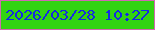 文字の大きさ：4、枠の色：d168b2、背景の色：32d411、文字の色：142ae3 無料ブログパーツのブログ時計