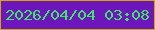 文字の大きさ：4、枠の色：d1a703、背景の色：6d16bb、文字の色：3ee665 無料ブログパーツのブログ時計