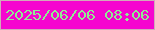 文字の大きさ：2、枠の色：d1a9b9、背景の色：f505cf、文字の色：90ec93 無料ブログパーツのブログ時計
