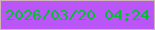 文字の大きさ：5、枠の色：d1b3b9、背景の色：ba56f7、文字の色：01c02e 無料ブログパーツのブログ時計