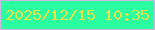 文字の大きさ：3、枠の色：d1b5e5、背景の色：2afea0、文字の色：e8e349 無料ブログパーツのブログ時計