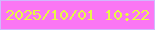 文字の大きさ：4、枠の色：d1b8fd、背景の色：fb76f4、文字の色：e7f945 無料ブログパーツのブログ時計