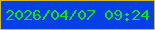 文字の大きさ：4、枠の色：d1bb27、背景の色：053fe5、文字の色：0ee41b 無料ブログパーツのブログ時計