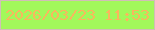 文字の大きさ：5、枠の色：d1beb7、背景の色：a2f85b、文字の色：f9b75d 無料ブログパーツのブログ時計
