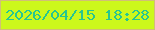文字の大きさ：1、枠の色：d1bf77、背景の色：ccf81c、文字の色：26c691 無料ブログパーツのブログ時計