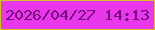 文字の大きさ：2、枠の色：d1c325、背景の色：eb37eb、文字の色：720b7a 無料ブログパーツのブログ時計