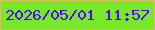 文字の大きさ：5、枠の色：d1c556、背景の色：77e928、文字の色：5108f4 無料ブログパーツのブログ時計