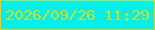 文字の大きさ：4、枠の色：d1d539、背景の色：00f2ee、文字の色：c7e11b 無料ブログパーツのブログ時計