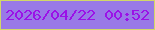 文字の大きさ：4、枠の色：d1d868、背景の色：9979e7、文字の色：9b12e7 無料ブログパーツのブログ時計