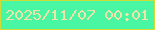 文字の大きさ：4、枠の色：d1db35、背景の色：49f6a4、文字の色：f0e5a9 無料ブログパーツのブログ時計