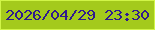 文字の大きさ：2、枠の色：d1f548、背景の色：a4ca1c、文字の色：2f1a8f 無料ブログパーツのブログ時計