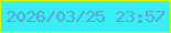 文字の大きさ：3、枠の色：d1fa0d、背景の色：3aeef8、文字の色：5aa2cc 無料ブログパーツのブログ時計