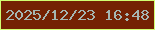 文字の大きさ：3、枠の色：d1fd71、背景の色：742103、文字の色：a5b6b2 無料ブログパーツのブログ時計