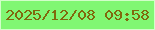 文字の大きさ：4、枠の色：d1fec9、背景の色：80f773、文字の色：80690d 無料ブログパーツのブログ時計