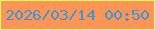 文字の大きさ：2、枠の色：d1ff5d、背景の色：fe9456、文字の色：3a97d1 無料ブログパーツのブログ時計