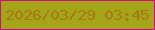 文字の大きさ：3、枠の色：d20984、背景の色：a5a51a、文字の色：a87814 無料ブログパーツのブログ時計