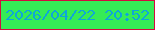 文字の大きさ：2、枠の色：d20b3f、背景の色：35ec56、文字の色：0ea6d8 無料ブログパーツのブログ時計