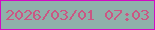 文字の大きさ：4、枠の色：d20bc3、背景の色：8fb1aa、文字の色：ca5783 無料ブログパーツのブログ時計
